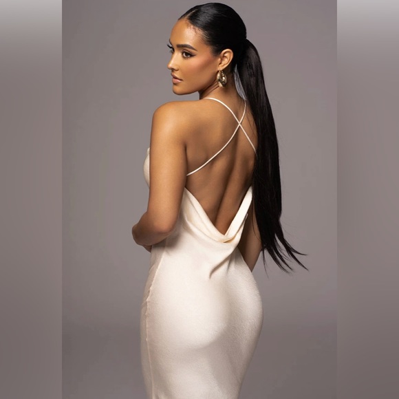 Brand New with Tags - JLUXLABEL White Satin Maxi Dress - Picture 3 of 4